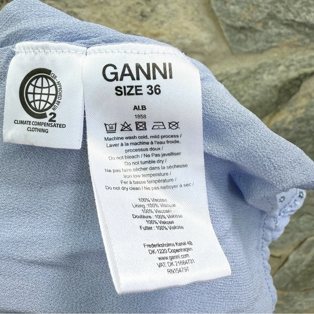 Ganni Blue Ditsy Floral Chiffon Knee Length Skirt